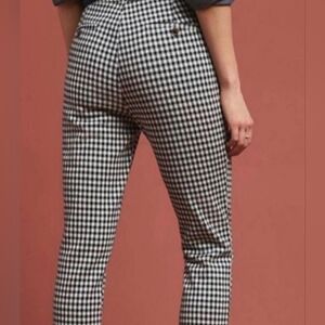 The Essential Crop Flare By Anthropologie Sz 4 Petite Gingham Print